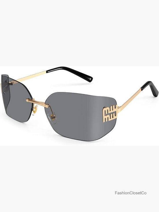 Rimless Y2K Wrap Around Shield Sunglasses Retro 90s Fashion main image 7